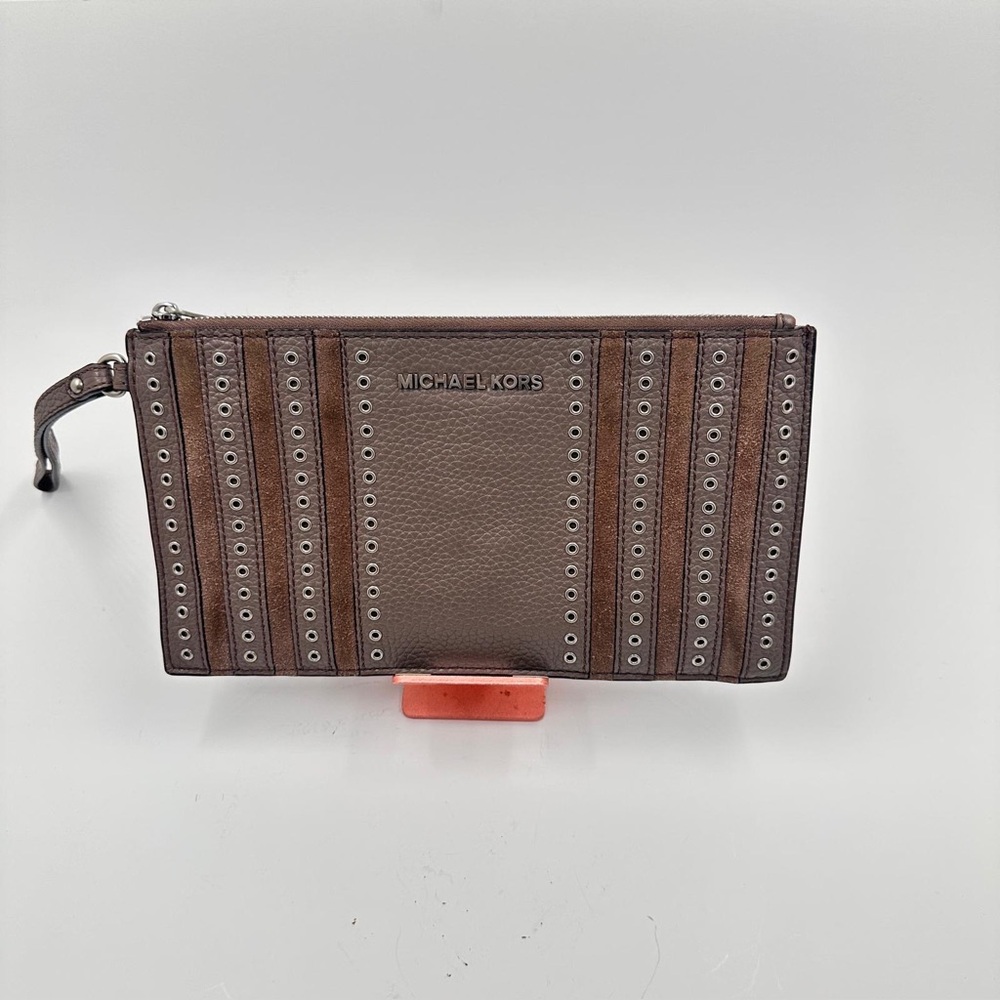Michael Kors Studded Brown Wristlet